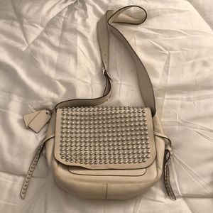 COACH White Rivets Flap Dakotah Crossbody -Leather